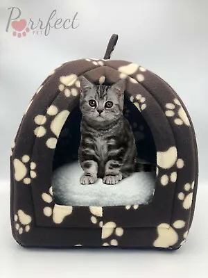 Pet Igloo House Delux Cat Dog Puppy Rabbit Fleece With Thick Soft Cushion • £14.95