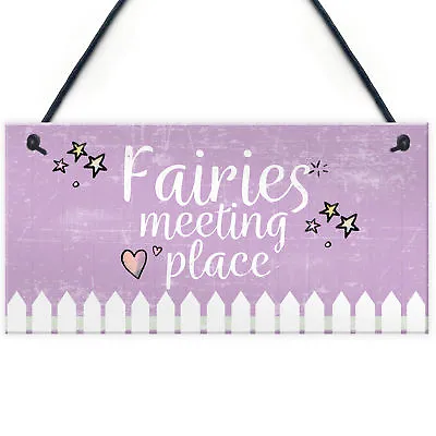 Garden Sign Fairies Meeting Place Hanging Shed SummerHouse Plaque Gifts For Her • £3.99