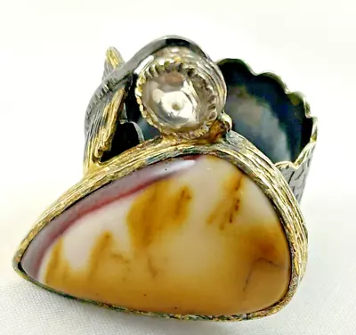 Vintage Sterling Silver Mookaite Jasper And Citrine Ring Size 6.75 • $49.99