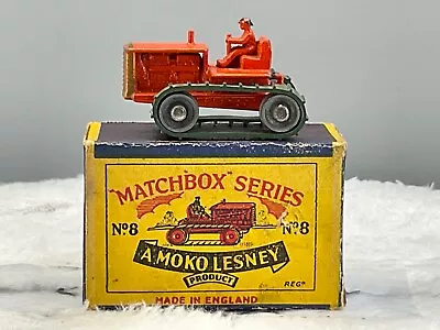 SCARCE Moko Matchbox #8A Caterpillar Tractor 1955NMint In B Box All OrigN.O.S • $230