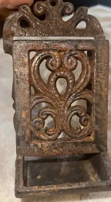 Vintage Cast Iron Ornate Wall Mount Matchbox Match Stick Dispenser IronArt JM116 • $19.99