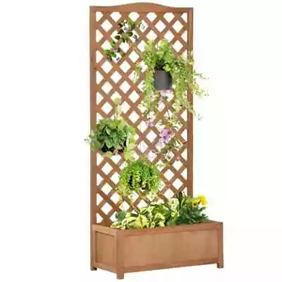 Outsunny Garden Wooden Planter Box W/ Trellis & Lattice For Plants | 76x36x170cm • £68.99