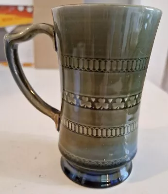 Vintage Irish Porcelain Wade Glossy Olive Green Glaze Tankard/Mug 5.7  Tall  • £14.99