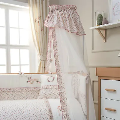 Funnababy Nursery Baby Little Petal Floral Cot Hanging Drape Mosquito Net & Rod • £85