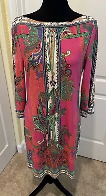 ECI New York Pink Orange Green Printed Shift  Dress Size 10 Magenta NWT • $24.99