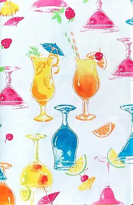 Summer Cocktails Vinyl Tablecloth For Pool Parties Indoor Outdoor Asst. Sz. New • $11.95