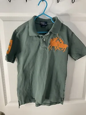 Polo Ralph Lauren Boys Size 8 Green Short Sleeve Polo Dual Match Pony • £6.43