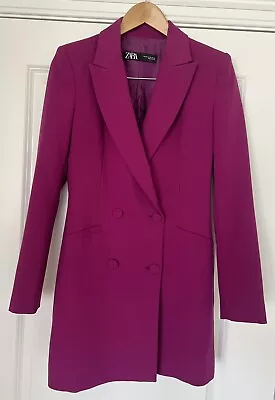 Zara XS Double Breasted Blazer / Coat Padded Shoulders Notched Collar Tucks • $45