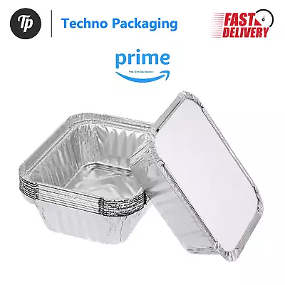 No.1 Aluminium Foil Food Containers + Lids Takeaway Food Disposable Trays | 50Pc • £7.99