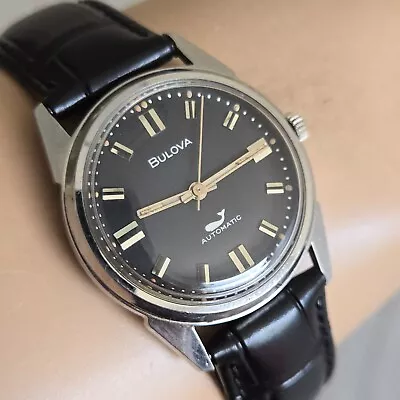 Vintage BULOVA Men's Automatic Watch 11 ANAC 17Jewels Black Dial Swiss 1971 • $249