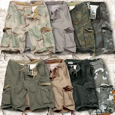 Surplus Vintage Mens Military Style Army Combat Cargo Shorts 100% Washed Cotton • £12.95