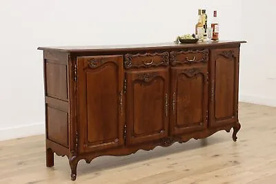 Country French Antique Carved Oak Buffet Server Sideboard #48719 • $1975