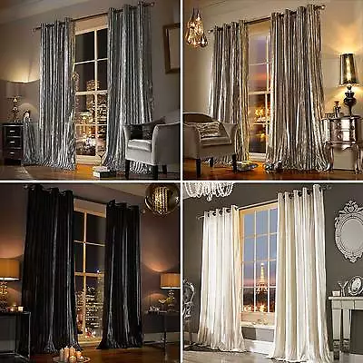 £138.60 • Buy Kylie Minogue ILIANA - Designer Eyelet Velvet / Ring Top Velour Lined Curtains