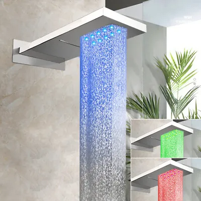 22  LED Chrome Shower Head Wall Mounted Rainfall/Waterfall Spout Mixer Brass Tap • $92