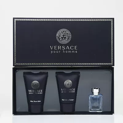 Versace Pour Homme Men's EDT Hair & Body Shampoo After Shave Balm Set NEW!!! • $26.59