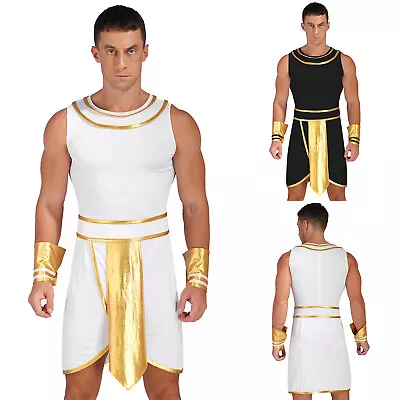 Mens Egyptian Costume Outfit Halloween Party Dress Up Contrast Color Cosplay • £8.39