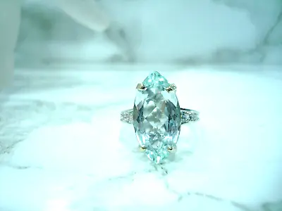 $1369.67 • Buy Ring White Gold 750/000 Aquamarine & Diamonds Finger 52 Weight 4.60 Gr R79286