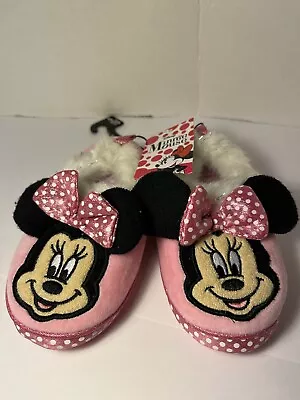 Disney Minnie Mouse Plush Soft Slippers Girls Size 9/10 NWT • $10.50