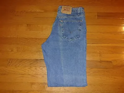 Vtg 90's Usa Mens Levi 555 34x30 Tag 36w Relaxed Fit Straight Leg Blue Jeans • $16.95