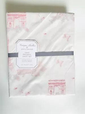 Pottery Barn Kids Twin Monique Lhuillier Paris Toile Organic Sheet Set Pillowcas • $83.99