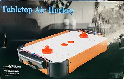 Portable Mini Air Hockey Table Top Game Battery Operated Air Powered 2 Paddles • $35