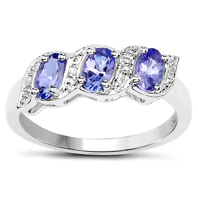 Sterling Silver 0.77ct Tanzanite & Diamond Eternity Engagement Ring Sizes J - X • £44.99