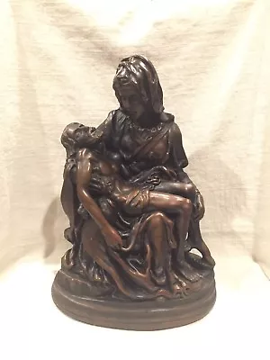 Marwal Ind. Inc. 12” Chalkware Michelangelo Pieta Statue Signed M. Lucchesi • $83.59