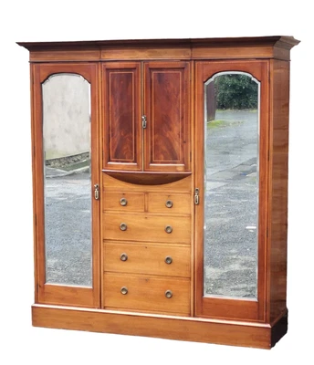 £475 • Buy Edwardian Inlaid Mahogany Linen Press / Wardrobe