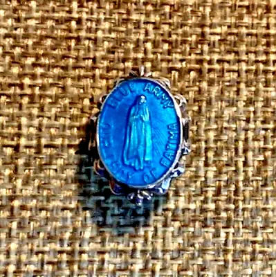 Vintage Sterling Silver Blue Army Our Lady Of Fatima Sacred Heart Pin 3/4  • $14.99