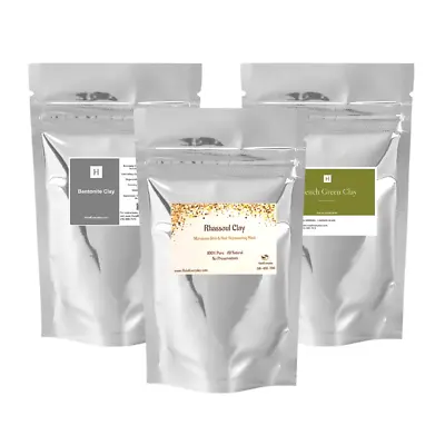 Bentonite Indian Healing - Moroccan Rhassoul  - French Green Clay Detox Face Set • $23.99