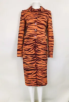 Rare Vtg Moschino Cheap & Chic Orange Tiger Print Skirt Suit M • $368