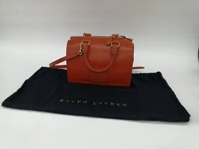 RALPH LAUREN 2way Shoulder Hand Bag Logo Brown W/ Storage Bag From Japan USED • £234.17