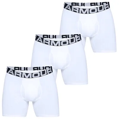 Under Armour Mens Charged Cotton 6in 3 Pack Boxers - White - XS • £20.99