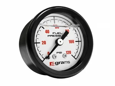 Grams Fuel Pressure Regulator Gauge White Face 0-120 Psi Marshall Universal NEW • $26.38