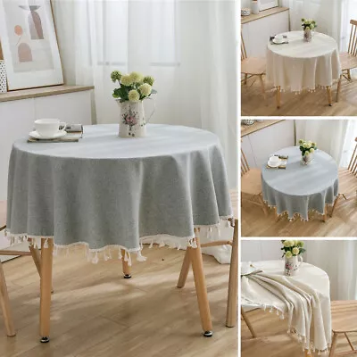 Gray Round Tablecloth For Dinning Kitchen Coffee Table Cloth Covers Party Decor • $36.47