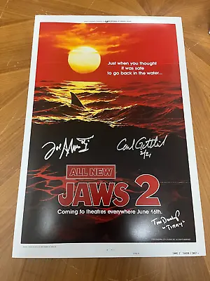 * JAWS 2 * Signed 12x18 Poster * CARL GOTTLIEB JOE ALVES & TOM DUNLOP * 8 • $217.98