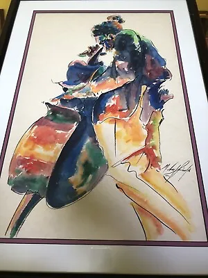 Contemporary Impressionist Signed Water Color Painting Jazz Player • $89