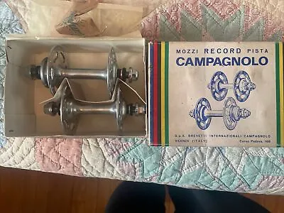 New-in-Box Vintage CAMPAGNOLO RECORD Pista Track High Flange Hubset • 24º.  (NJ) • $400