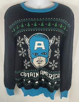 $29.95 • Buy Marvel Captain America Ugly Christmas Sweater Mens Size XL Black 