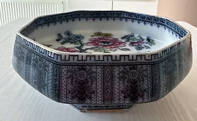 Antique Keeling Losol Ware Pottery  Shanghai  23cm Octagonal Pedestal Fruit Bowl • £24.99