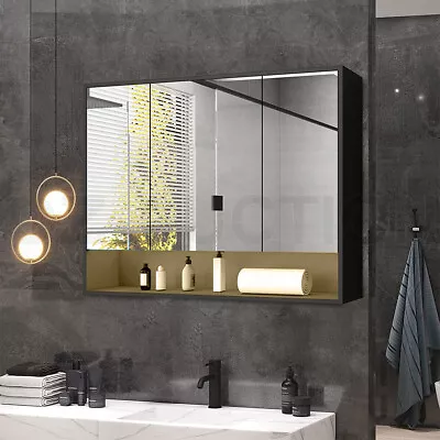 Bathroom Mirror Wall Cabinet LED Light Medicine Makeup Storage Shelves Organiser • $137.95