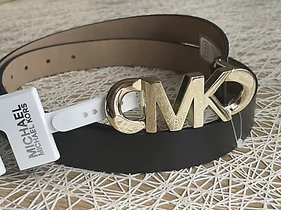 Michael Kors Belt For Women-New Gold Logo Buckle- NWT BLACK &gold Belt Size XL • $30