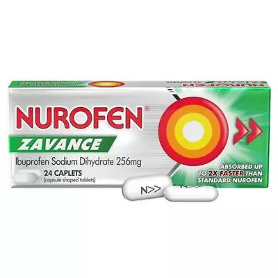 Nurofen Zavance Fast Pain Relief Caplets 256mg Ibuprofen 24 Pack • $7.99