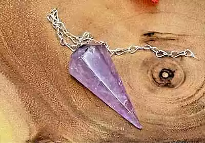 Amethyst Crystal Pendulum With Silver Plated Chain Faceted Crystal Reiki • $9.89