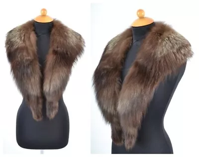 U301 Real Silver Fox Fur Stole  Scarf Ranch Fox Fur Collar - Fuchs Stola  Kragen • $149