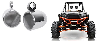 (2) Rockville 8  Silver Tower Speaker Pod Enclosure For Polaris RZR/ATV/UTV/Cart • $139.95