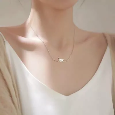 £3.28 • Buy 925 Silver Cute Cat Pendant Necklace Clavicle Charm Women Chain Jewellery Gifts