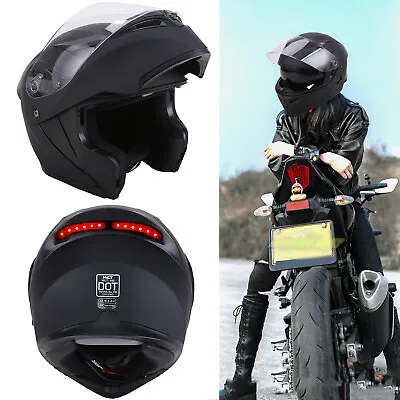 Motorcycle Dual Visor Flip-Up Modular Full Face Helmet DOT Approved M L XL XXL • $68.99