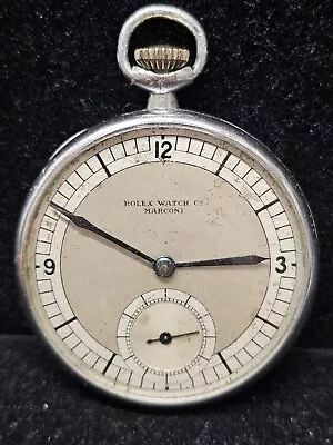 ROLEX Unique 1920's Marconi Pocket Watch SS 15 Jewels Men's - $20K APR W/ COA!!! • $7995