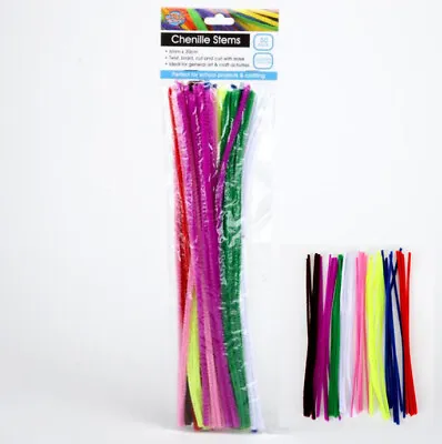 50  Chenille Stems Pipe Cleaners Pipe Cleaner Craft Sticks Asst Colours Art 30cm • $4.79